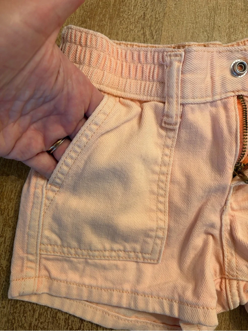 Old Navy Girls' Elastic Waist Peach Denim Shorts